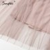 Simplee Mesh pink lace women dress Elegant v neck evening maxi christmas dress Autumn winter sexy long party dress vestido festa