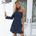 Simplee One shoulder striped suit sexy dress A-line short women dress office lady Casual autumn winter dress blazer streetwear