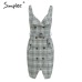 Simplee Plaid Strap women dress office lady High waist split sash short dress Double breasted casual autumn winter dress 2018