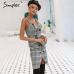 Simplee Plaid Strap women dress office lady High waist split sash short dress Double breasted casual autumn winter dress 2018