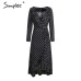 Simplee Polka dot ruffle wrap long dress Women Split long sleeve spring casual dress 2018 Streetwear black maxi dress vestidos