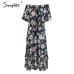 Simplee Print off shoulder summer long dress women High waist ruffle maxi dress Elegant boho dress female vestidos 2018