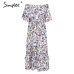 Simplee Print off shoulder summer long dress women High waist ruffle maxi dress Elegant boho dress female vestidos 2018