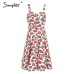 Simplee Print strap midi summer dress women Causal sash princess dress Spring party wear cut dress girl vestidos 2018 robe femme