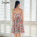 Simplee Print strap midi summer dress women Causal sash princess dress Spring party wear cut dress girl vestidos 2018 robe femme