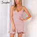 Simplee Sexy v neck ruffle strap mini dress women Skinny black mermaid dress 2018 Summer dress bodycon party vestido