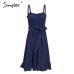 Simplee Sleeveless ruffle elegant dress women Ruched sashes bow cotton summer midi dresses Sexy solid female pink vestidos 2019