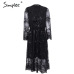 Simplee V neck long sleeve sequined party dresses women Sexy mesh streetwear midi dress female 2018 spring black dress vestido