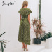 Simplee Vintage dots print satin women summer dress 2019 Elegant v neck wrap sashes dresses Sexy female party long dress