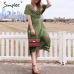 Simplee Vintage dots print satin women summer dress 2019 Elegant v neck wrap sashes dresses Sexy female party long dress