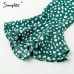 Simplee Vintage polka dot women dress Print v neck ruffle midi summer female vestido Sexy green bodycon ladies party dress festa