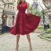 Simplee Vintage sleeveless women dress Summer v neck sashes long plus size dress festa Elegant red linen female party dress 2019