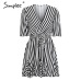 Simplee Vintage striped women dress V neck ruffle cotton short summer dress plus size Sexy casual lady female vestido festa 2019