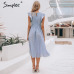 Simplee Vintage striped women long dress Ruffle linen blue elegant summer dress 2019 Casual cotton fashion female beach vestidos