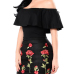 Stylish Dew Shoulder Rose Printed Black Cotton Blend Mini Dress Stylish Dew Shoulder Rose Printed Black Cotton Blend Mini Dress
