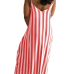 Stylish V Neck Striped Red Blending Ankle Length Dress Stylish V Neck Striped Red Blending Ankle Length Dress