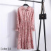 Summer Autumn Chiffon Print Dress Casual Cute Women floral Long Bowknot Dresses Long Sleeve Vestido S-XL Size