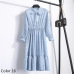 Summer Autumn Chiffon Print Dress Casual Cute Women floral Long Bowknot Dresses Long Sleeve Vestido S-XL Size