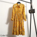 Summer Autumn Chiffon Print Dress Casual Cute Women floral Long Bowknot Dresses Long Sleeve Vestido S-XL Size