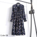 Summer Autumn Chiffon Print Dress Casual Cute Women floral Long Bowknot Dresses Long Sleeve Vestido S-XL Size