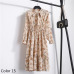 Summer Autumn Chiffon Print Dress Casual Cute Women floral Long Bowknot Dresses Long Sleeve Vestido S-XL Size