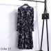 Summer Autumn Chiffon Print Dress Casual Cute Women floral Long Bowknot Dresses Long Sleeve Vestido S-XL Size