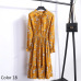 Summer Autumn Chiffon Print Dress Casual Cute Women floral Long Bowknot Dresses Long Sleeve Vestido S-XL Size