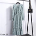 Summer Autumn Chiffon Print Dress Casual Cute Women floral Long Bowknot Dresses Long Sleeve Vestido S-XL Size