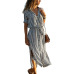 Summer Beach Chiffon Long Dress Women Striped Shirt Dress 2019 Casual A-Line Long Sleeve Midi Holiday Party Dresses Vestidos