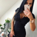 Summer Dress 2018 Fall Women Sexy Casual Knit Sheath Mini Dresses Ladies Solid V Neck Chest Button Short Sleeve Bodycon Dress