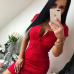 Summer Dress 2018 Fall Women Sexy Casual Knit Sheath Mini Dresses Ladies Solid V Neck Chest Button Short Sleeve Bodycon Dress