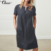 Summer Linen Dress 2019 Celmia Women Tunic Top Short Sleeve Shirt Button Female Vintage Casual Sundress Sarafans Vestidos S-5XL