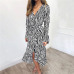 Summer Long Dresses 2019 Women Zebra Print Beach Chiffon Dress Casual Long Sleeve V Neck Ruffles Elegant Party Dress Vestidos