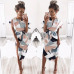 Summer Women Beach Dress Boho Print Batwing Short Sleeve Tunic Bandage Bodycon Dress Midi Sheath Party Dress Vestidos mujer