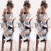 Summer Women Beach Dress Boho Print Batwing Short Sleeve Tunic Bandage Bodycon Dress Midi Sheath Party Dress Vestidos mujer