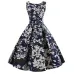 Summer Women Dress  Elegant Vintage Floral Tunic Sundress Sexy V Neck Work Office Party Dresses Plus Size Midi Robe Pin Up