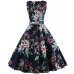 Summer Women Dress  Elegant Vintage Floral Tunic Sundress Sexy V Neck Work Office Party Dresses Plus Size Midi Robe Pin Up
