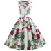 Summer Women Dress  Elegant Vintage Floral Tunic Sundress Sexy V Neck Work Office Party Dresses Plus Size Midi Robe Pin Up