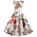 Summer Women Dress  Elegant Vintage Floral Tunic Sundress Sexy V Neck Work Office Party Dresses Plus Size Midi Robe Pin Up