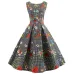 Summer Women Dress  Elegant Vintage Floral Tunic Sundress Sexy V Neck Work Office Party Dresses Plus Size Midi Robe Pin Up