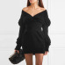 TWOTWINSTYLE Off Shoulder Velvet Party Dress Women Puff Long Sleeve Black Mini Dresses Female Big Sizes Sexy Fashion Autumn 2018