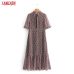 Tangada fashion women heart print pleated dress ruffles neck short sleeve sweet female casual dresses vestidos BE213