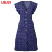 Tangada polka dot dress for women office midi dress 80s 2019 vintage cute A-line dress red blue ruffle sleeve vestidos AON08