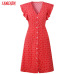 Tangada polka dot dress for women office midi dress 80s 2019 vintage cute A-line dress red blue ruffle sleeve vestidos AON08