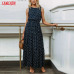 Tangada summer women maxi dress long korean style polka dot dress vintage ladies dresses sleeveless robe femme ete 2018 AON42