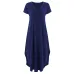Tataria Women's Casual Loose Pocket Long Dress Women Short Sleeve Long Dresses Women T Shirt Dress Solid Color Vintage V-neck