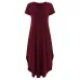 Tataria Women's Casual Loose Pocket Long Dress Women Short Sleeve Long Dresses Women T Shirt Dress Solid Color Vintage V-neck