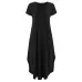 Tataria Women's Casual Loose Pocket Long Dress Women Short Sleeve Long Dresses Women T Shirt Dress Solid Color Vintage V-neck