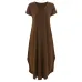 Tataria Women's Casual Loose Pocket Long Dress Women Short Sleeve Long Dresses Women T Shirt Dress Solid Color Vintage V-neck