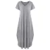 Tataria Women's Casual Loose Pocket Long Dress Women Short Sleeve Long Dresses Women T Shirt Dress Solid Color Vintage V-neck
